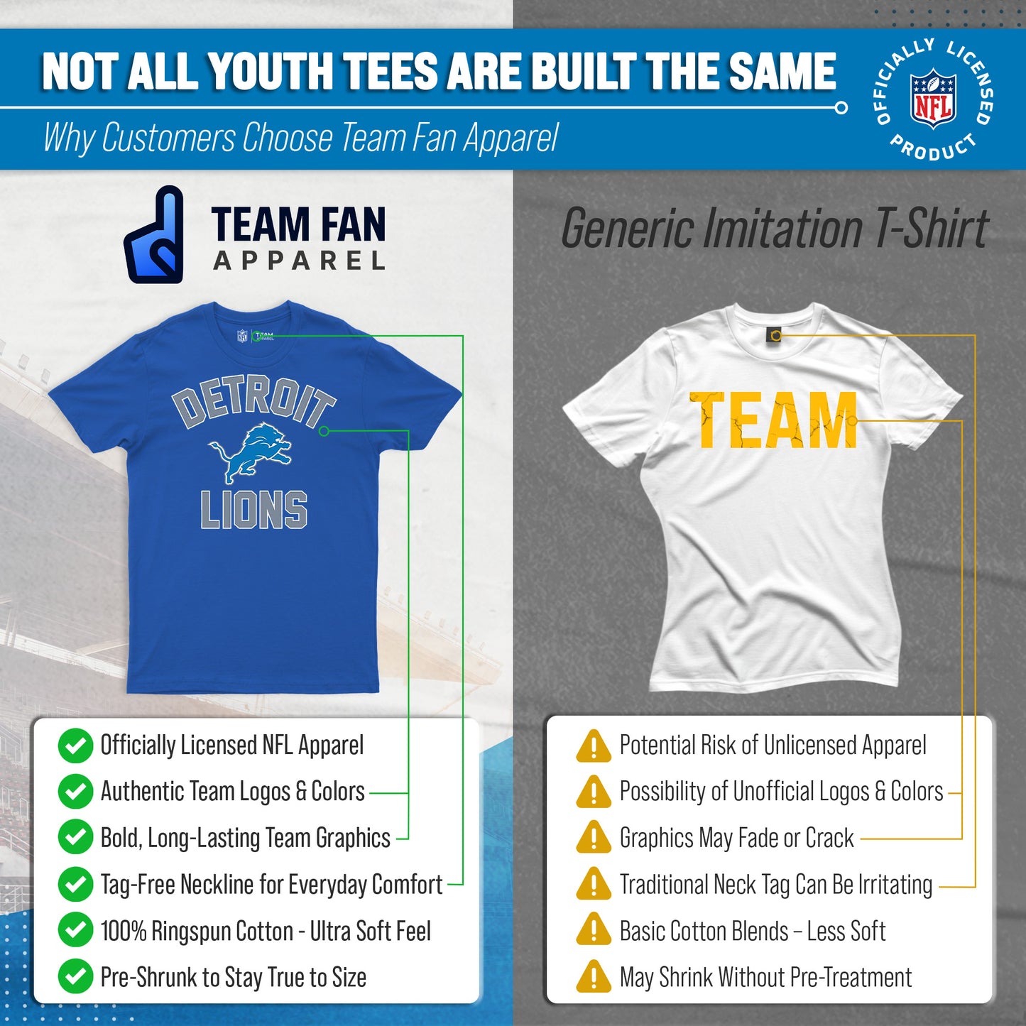 Detroit Lions NFL Youth Gameday Football T-Shirt - Royal