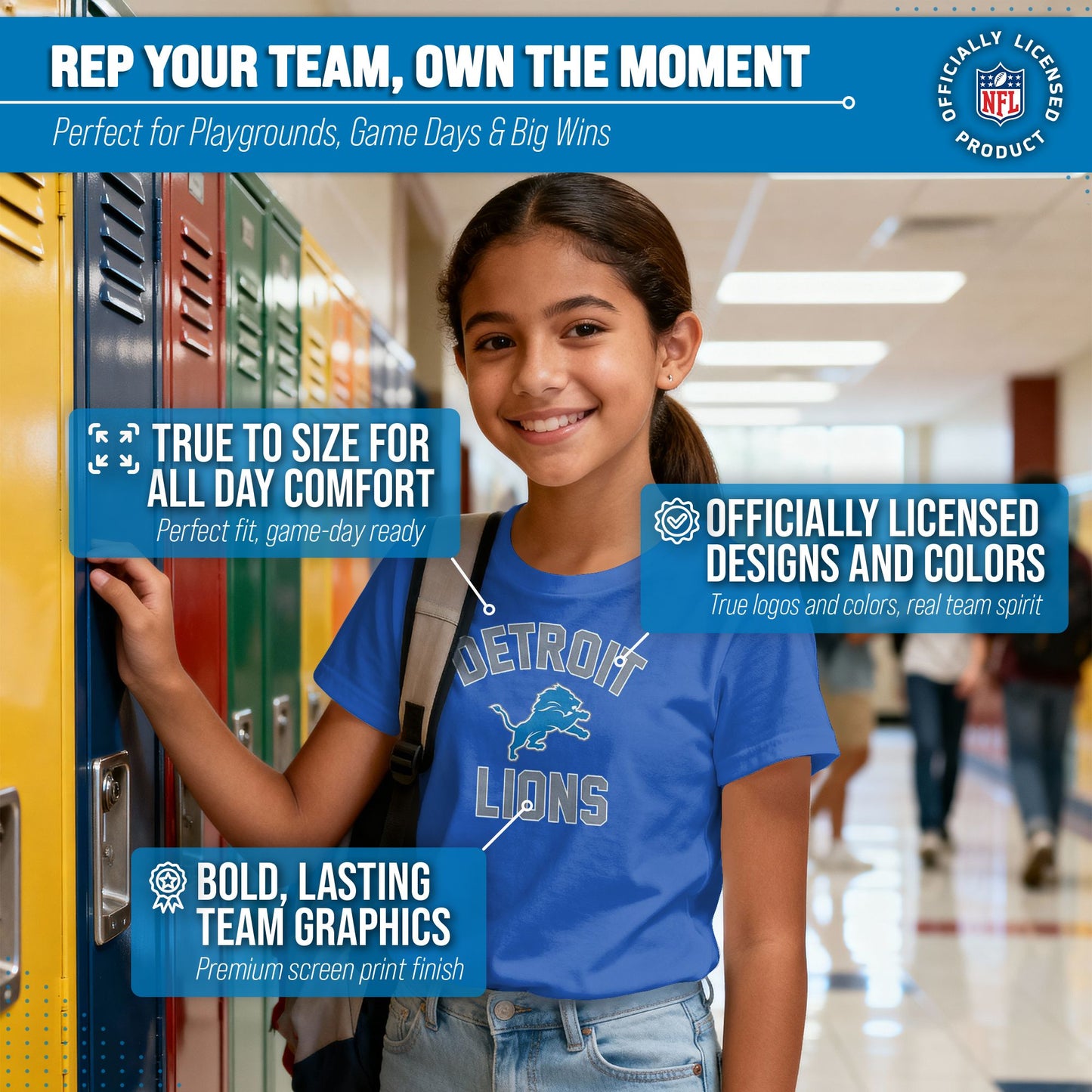 Detroit Lions NFL Youth Gameday Football T-Shirt - Royal