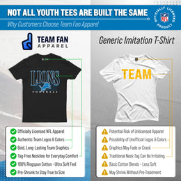 Detroit Lions NFL Youth Overtime Blueprint Football T-Shirt Unisex Tag Free Comfortable - Black
