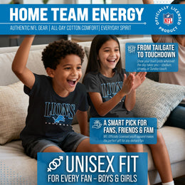 Detroit Lions NFL Youth Overtime Blueprint Football T-Shirt Unisex Tag Free Comfortable - Black