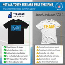 Detroit Lions NFL Youth Repeating Logo Football T-Shirt Unisex Tag Free Comfortable - Black