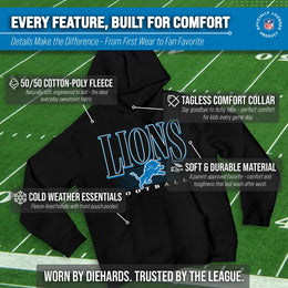 Detroit Lions NFL Youth Overtime Blueprint Football Fleece Hooded Sweatshirt - Black