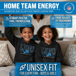 Detroit Lions NFL Youth Overtime Blueprint Football Fleece Hooded Sweatshirt - Black