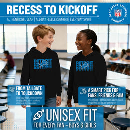 Detroit Lions NFL Youth Repeating Logo Football Fleece Hooded Sweatshirt - Black