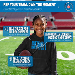 Detroit Lions NFL Youth Repeating Logo Football Fleece Hooded Sweatshirt - Black