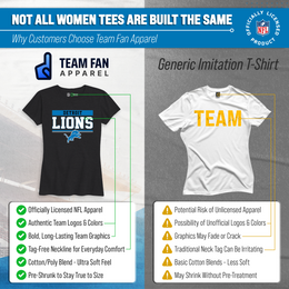 Detroit Lions NFL Women's Team Block Charcoal Tagless T-Shirt - Charcoal