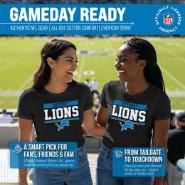 Detroit Lions NFL Women's Team Block Charcoal Tagless T-Shirt - Charcoal