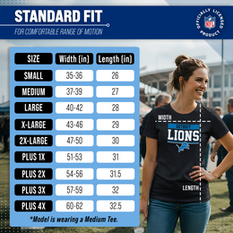 Detroit Lions NFL Women's Team Block Charcoal Tagless T-Shirt - Charcoal