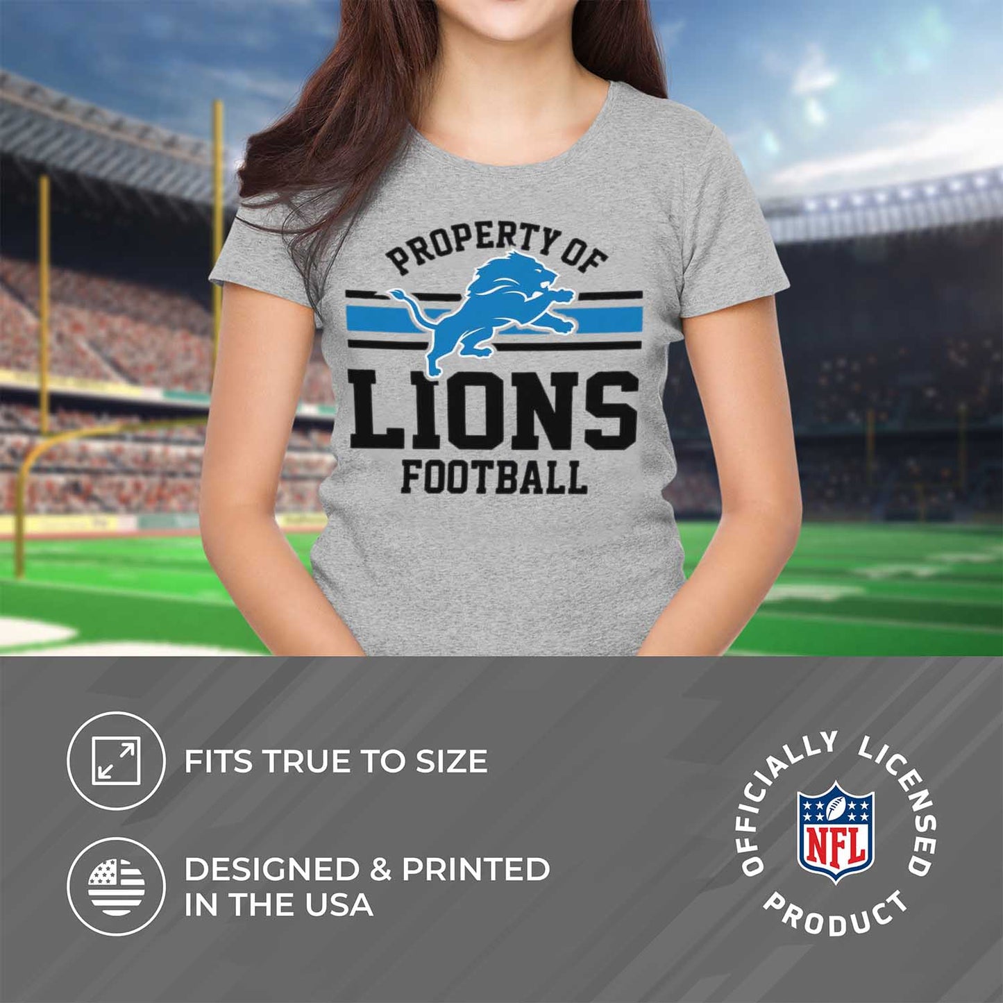 Detroit Lions NFL Women's Property Of Lightweight Plus Size T-Shirt - Sport Gray