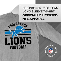 Detroit Lions NFL Adult Property Of Long SleeveT Shirt - Sport Gray