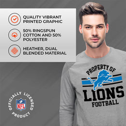 Detroit Lions NFL Adult Property Of Long SleeveT Shirt - Sport Gray