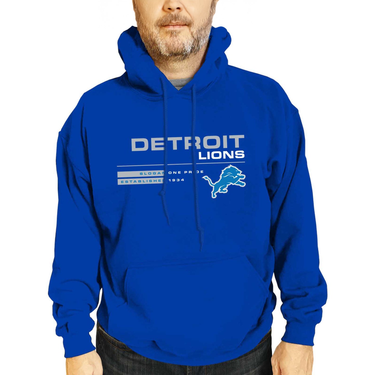 Detroit Lions Adult NFL Speed Stat Sheet Fleece Hooded Sweatshirt - Royal