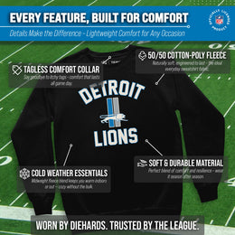 Detroit Lions NFL Adult Unisex Retro Gameday Ultra Soft Fleece Crewneck Sweatshirt - Black