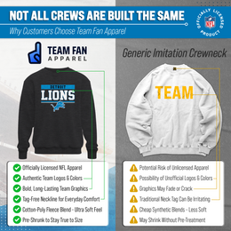 Detroit Lions NFL Adult Long Sleeve Team Block Charcoal Crewneck Sweatshirt - Charcoal
