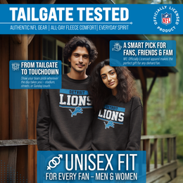 Detroit Lions NFL Adult Long Sleeve Team Block Charcoal Crewneck Sweatshirt - Charcoal
