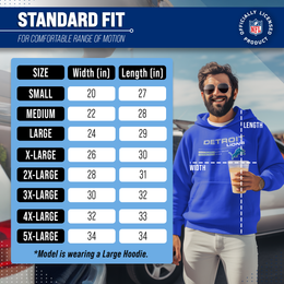 Detroit Lions Adult NFL Speed Stat Sheet Fleece Hooded Sweatshirt - Royal