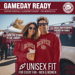 Denver Pioneers Adult Arch & Logo Soft Style Gameday Crewneck Sweatshirt - Maroon