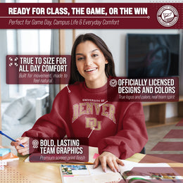 Denver Pioneers Adult Arch & Logo Soft Style Gameday Crewneck Sweatshirt - Maroon