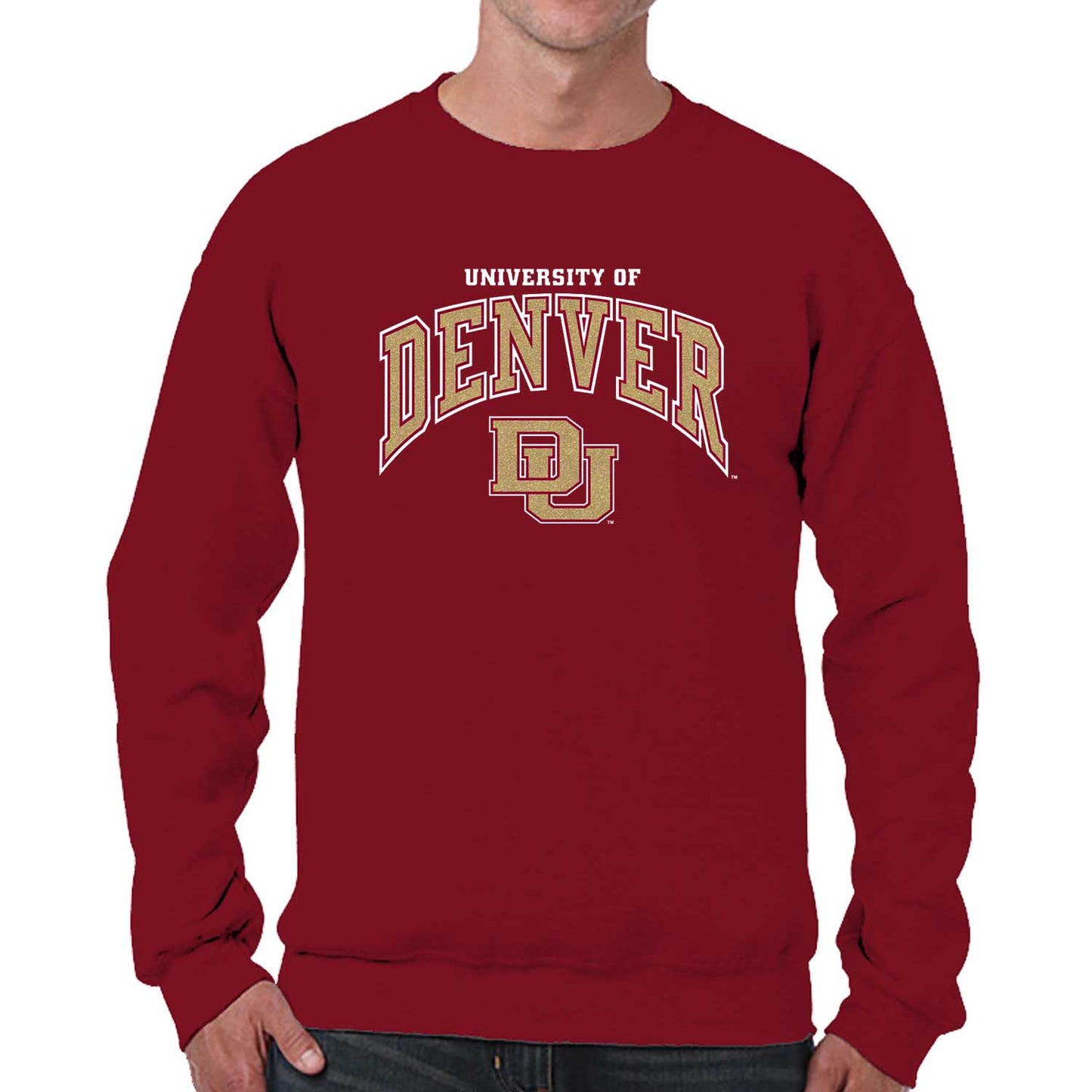 Denver Pioneers Adult Arch & Logo Soft Style Gameday Crewneck Sweatshirt - Maroon