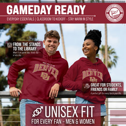 Denver Pioneers Adult Arch & Logo Soft Style Gameday Hooded Sweatshirt - Maroon