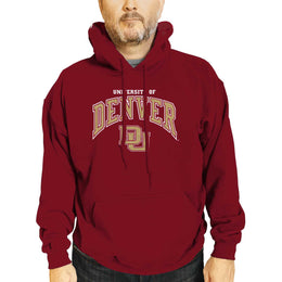 Denver Pioneers Adult Arch & Logo Soft Style Gameday Hooded Sweatshirt - Maroon