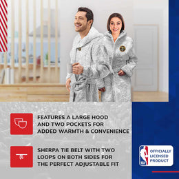 Denver Nuggets NBA Adult Plush Hooded Robe with Pockets - Gray