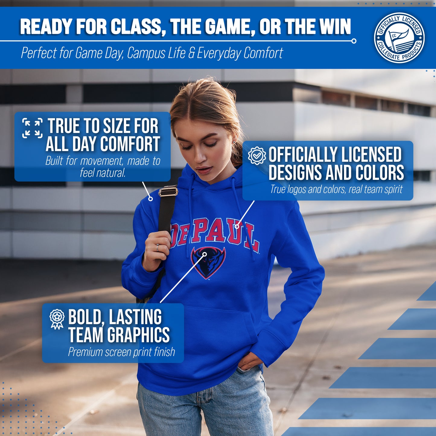 DePaul Blue Demons Adult Arch & Logo Soft Style Gameday Hooded Sweatshirt - Royal
