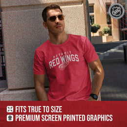 Detroit Red Wings NHL Adult Powerplay Heathered Unisex T-Shirt - Red