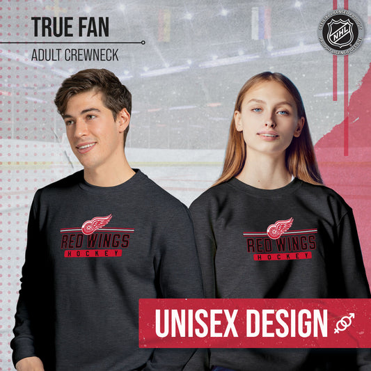 Detroit Red Wings NHL Charcoal True Fan Crewneck Sweatshirt - Charcoal