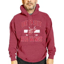 Detroit Red Wings Adult NHL Faceoff Hockey Fleece Hooded Sweatshirt- Jersey Stripe - Red