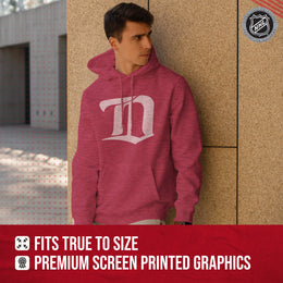 Detroit Red Wings Adult NHL Retro Logo Hockey Fleece Hooded Sweatshirt - Red Heather