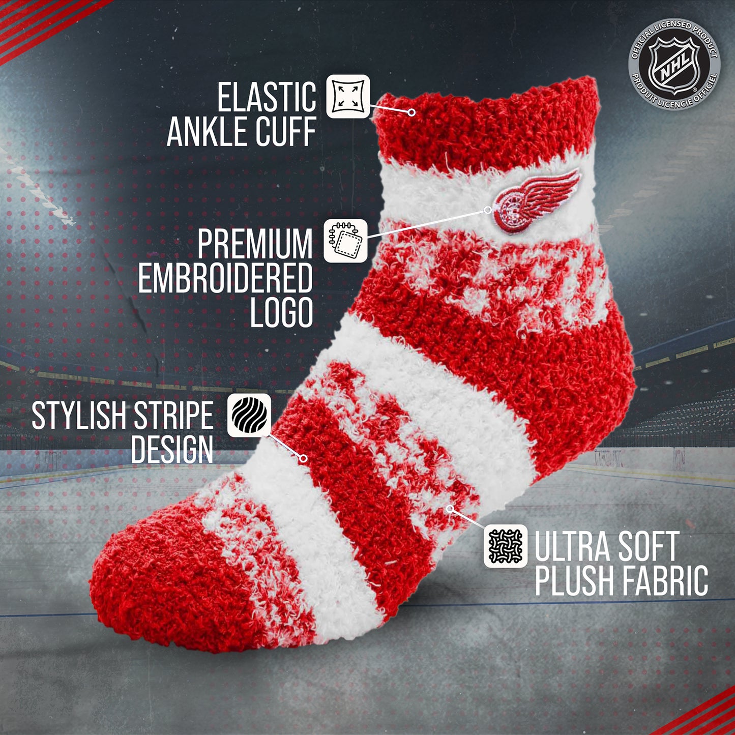 Detroit Red Wings NHL Unisex Cozy Sleep Socks - Red