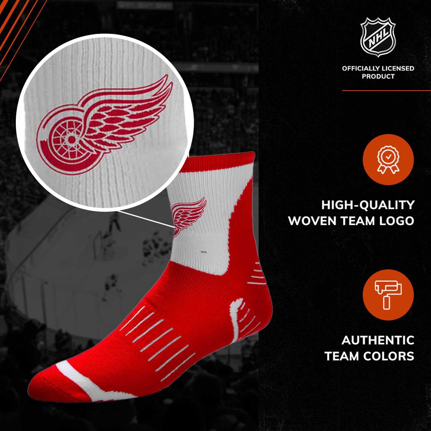 Detroit Red Wings NHL Youth Surge Socks - Red