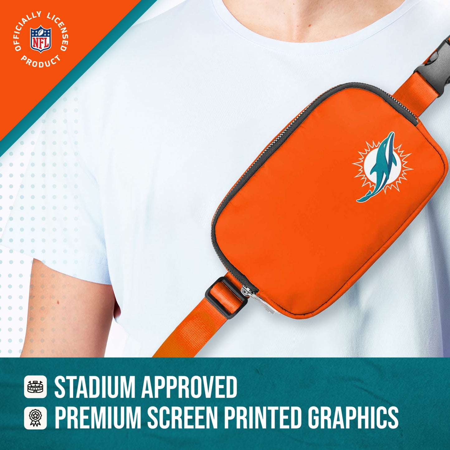 Miami Dolphins NFL Gameday On The Move Crossbody Belt Bag - Orange