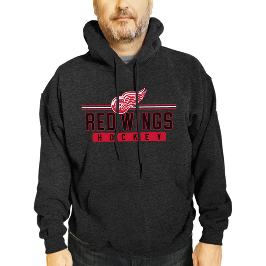 Detroit Red Wings NHL Adult Heather Charcoal True Fan Hooded Sweatshirt Unisex - Charcoal