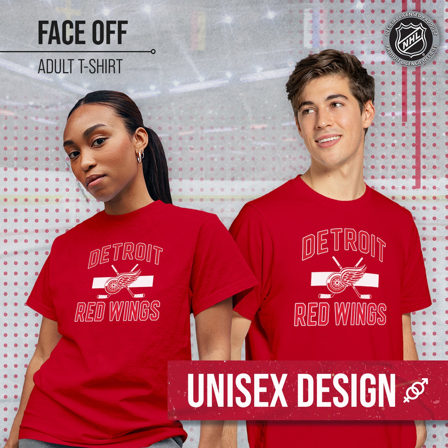 Detroit Red Wings NHL Adult Faceoff Tag-Less T-Shirt - Red
