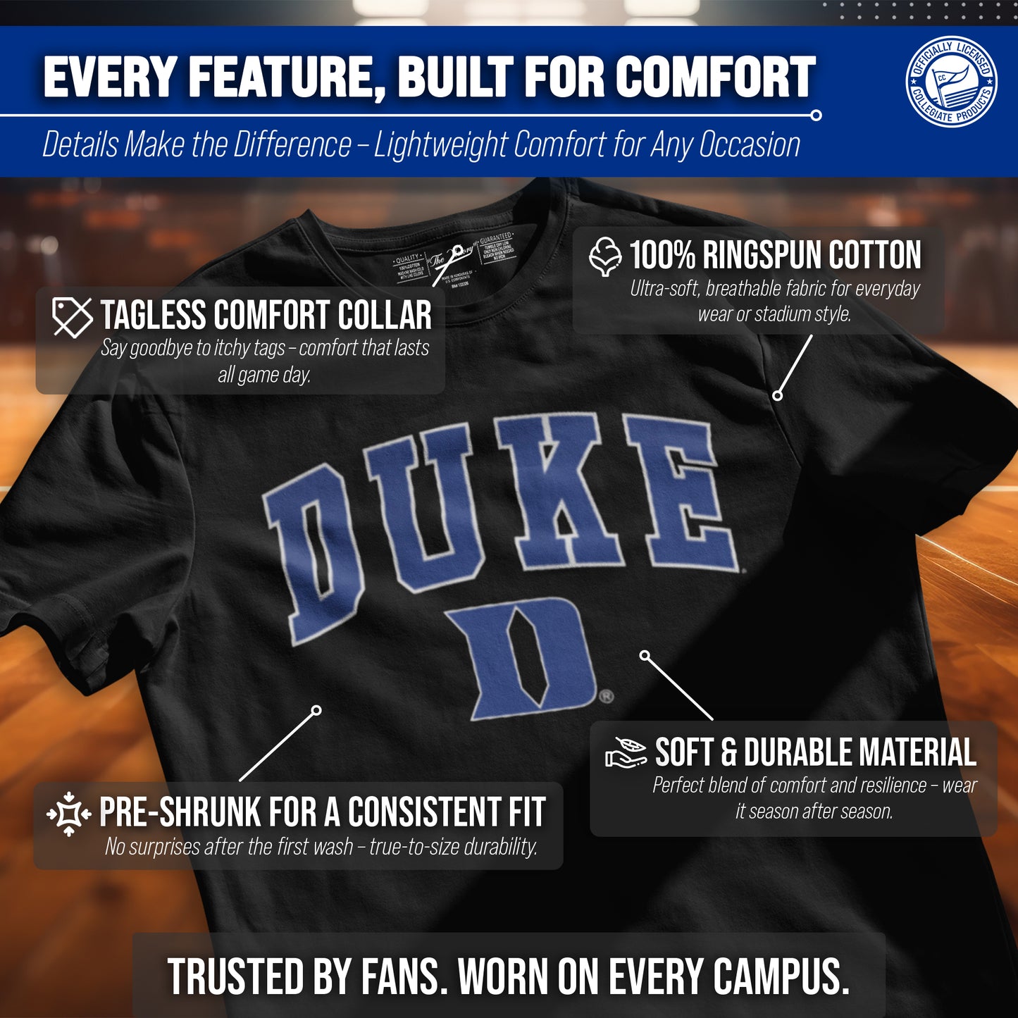 Duke Blue Devils NCAA Adult Gameday Cotton T-Shirt - Black
