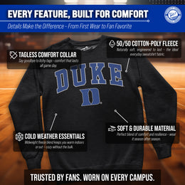 Duke Blue Devils Adult Arch & Logo Soft Style Gameday Crewneck Sweatshirt - Black Heather