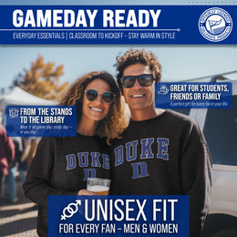 Duke Blue Devils Adult Arch & Logo Soft Style Gameday Crewneck Sweatshirt - Black Heather