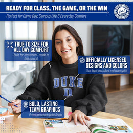 Duke Blue Devils Adult Arch & Logo Soft Style Gameday Crewneck Sweatshirt - Black Heather