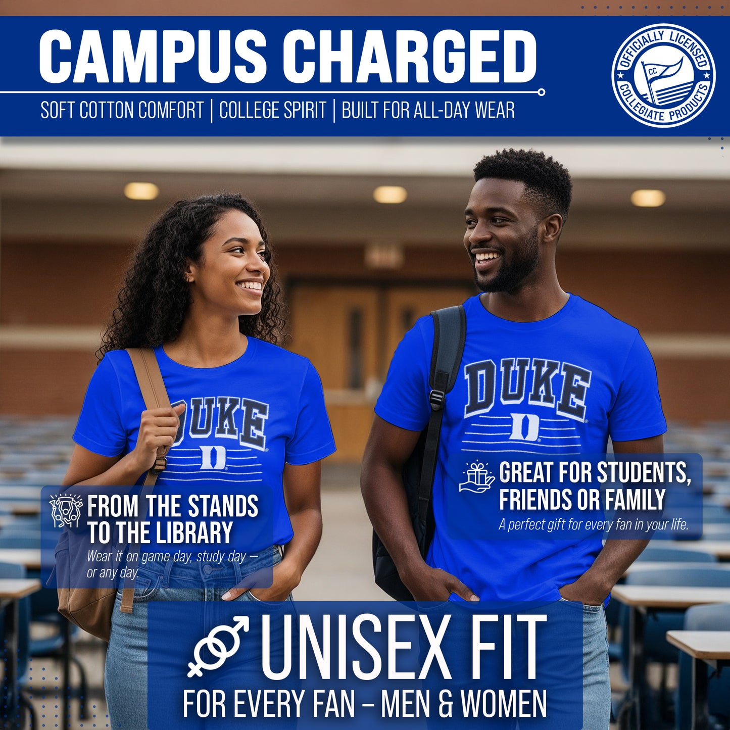 Duke Blue Devils NCAA Adult Unisex Overtime Classics T-Shirt - Royal