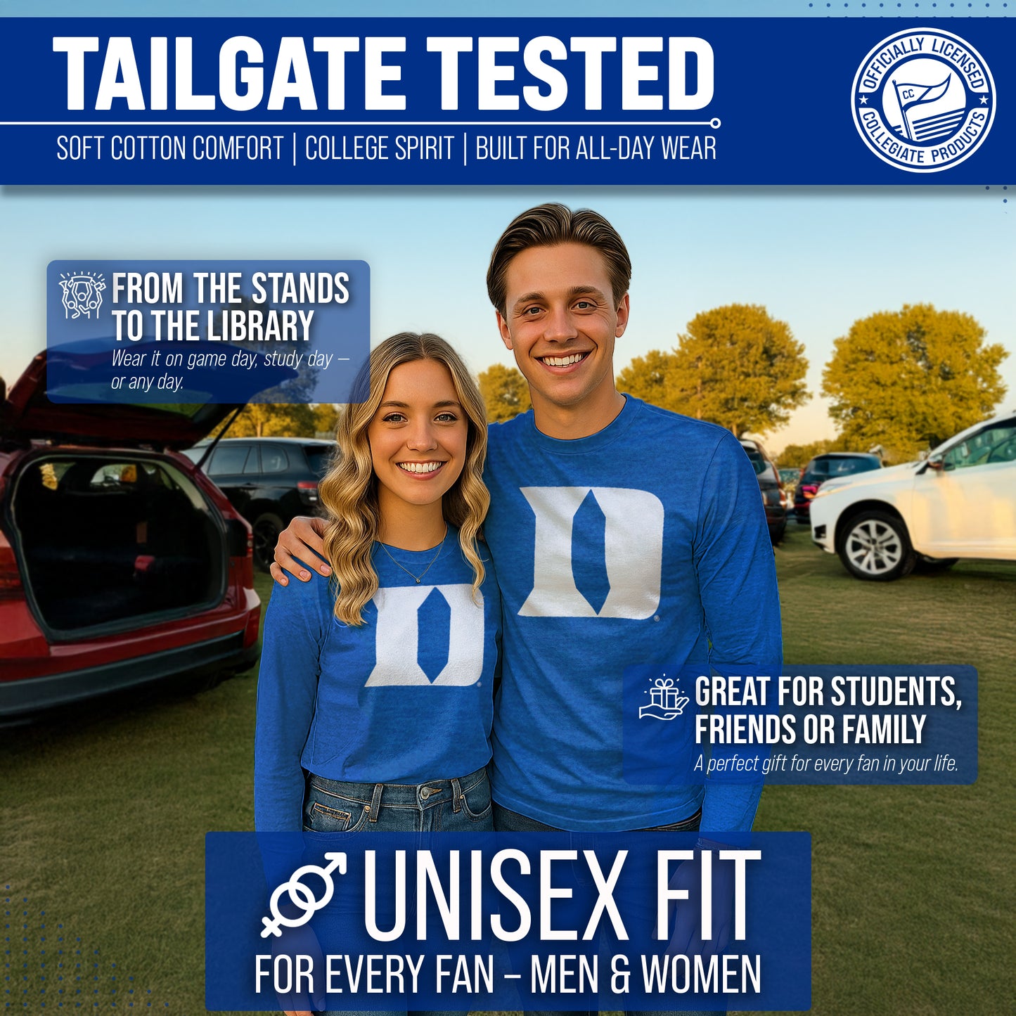 Duke Blue Devils NCAA MVP Adult Long-Sleeve Shirt - Royal Heather