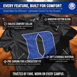 Duke Blue Devils Adult MVP Heathered Cotton Blend T-Shirt - Black Heather