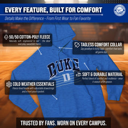 Duke Blue Devils NCAA Adult Unisex Overtime Classics Hooded Fleece Sweatshirt - Royal Heather