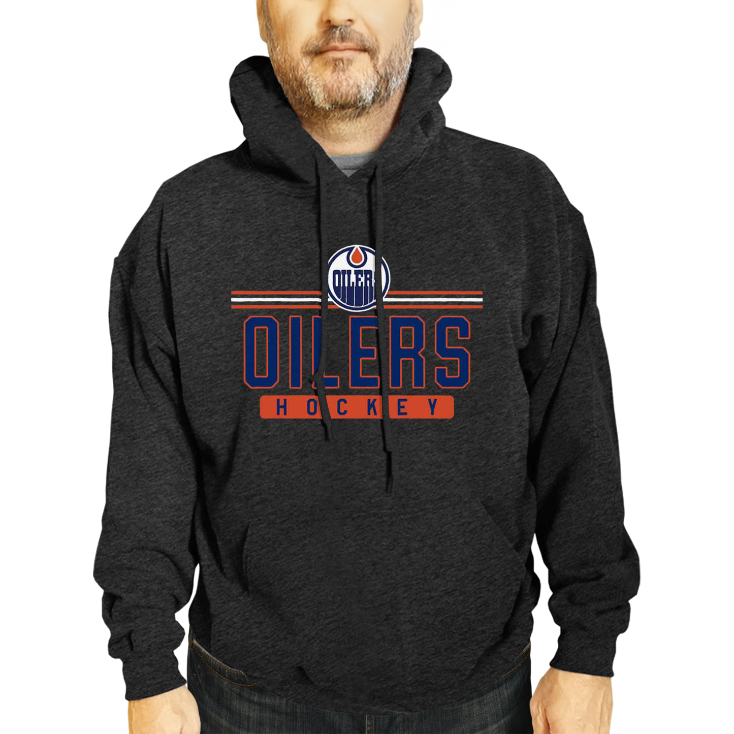 Edmonton Oilers NHL Adult Heather Charcoal True Fan Hooded Sweatshirt Unisex - Charcoal