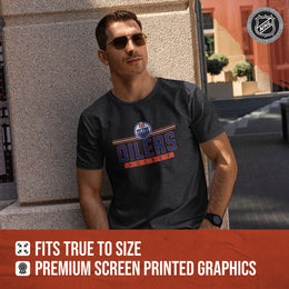 Edmonton Oilers Adult NHL Heather Charcoal True Fan Hockey T-Shirt - Charcoal