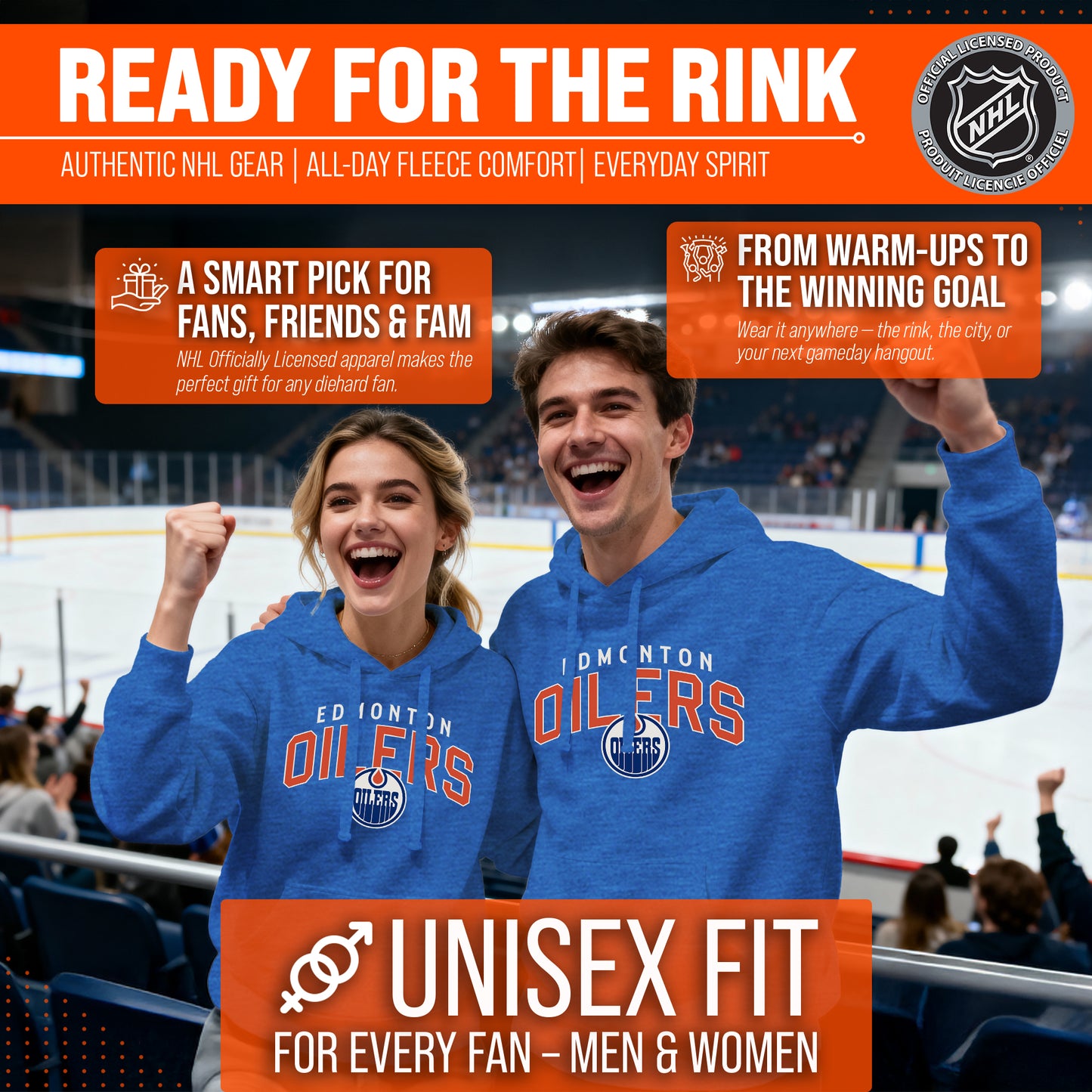 Edmonton Oilers NHL Adult Unisex Powerplay Hooded Sweatshirt - Royal