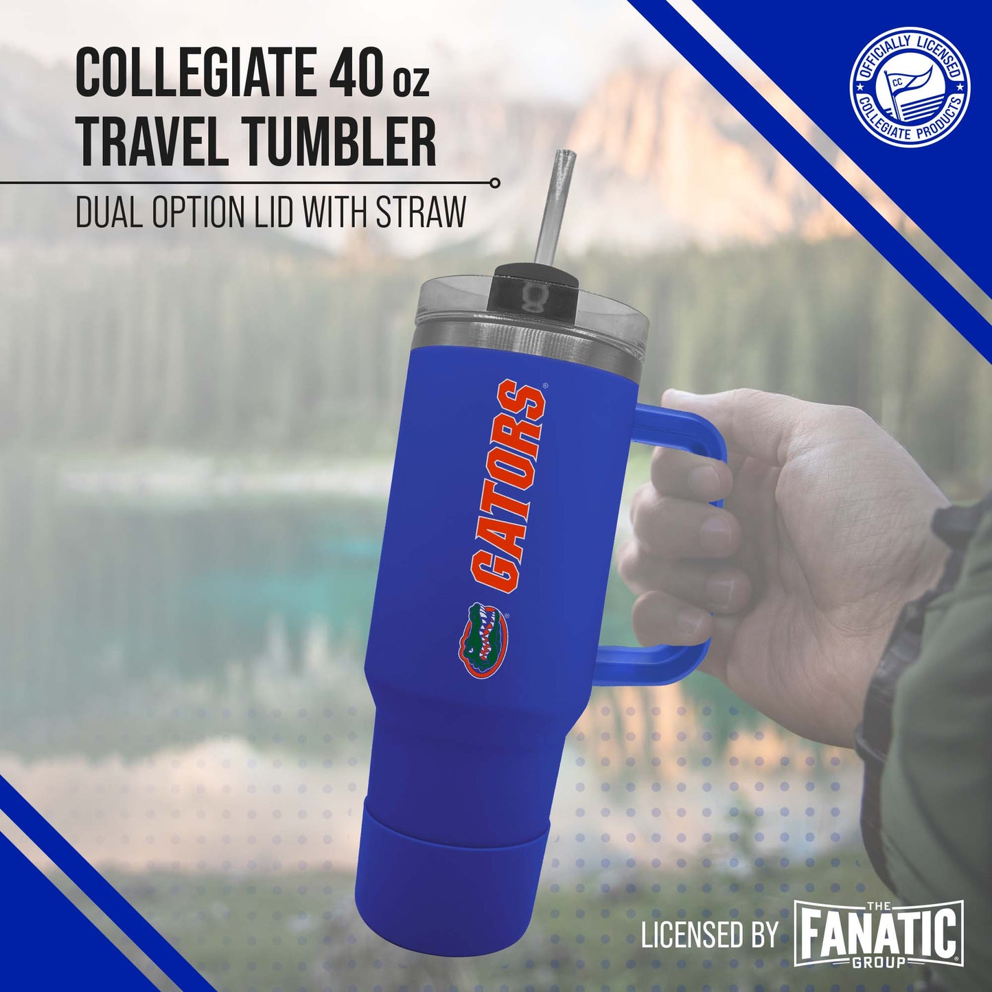 Florida Gators College & University 40 oz Travel Tumbler With Handle - Royal