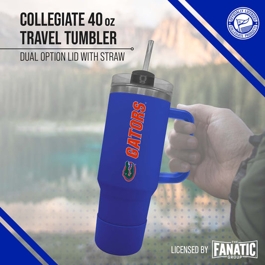 Florida Gators College & University 40 oz Travel Tumbler With Handle - Royal