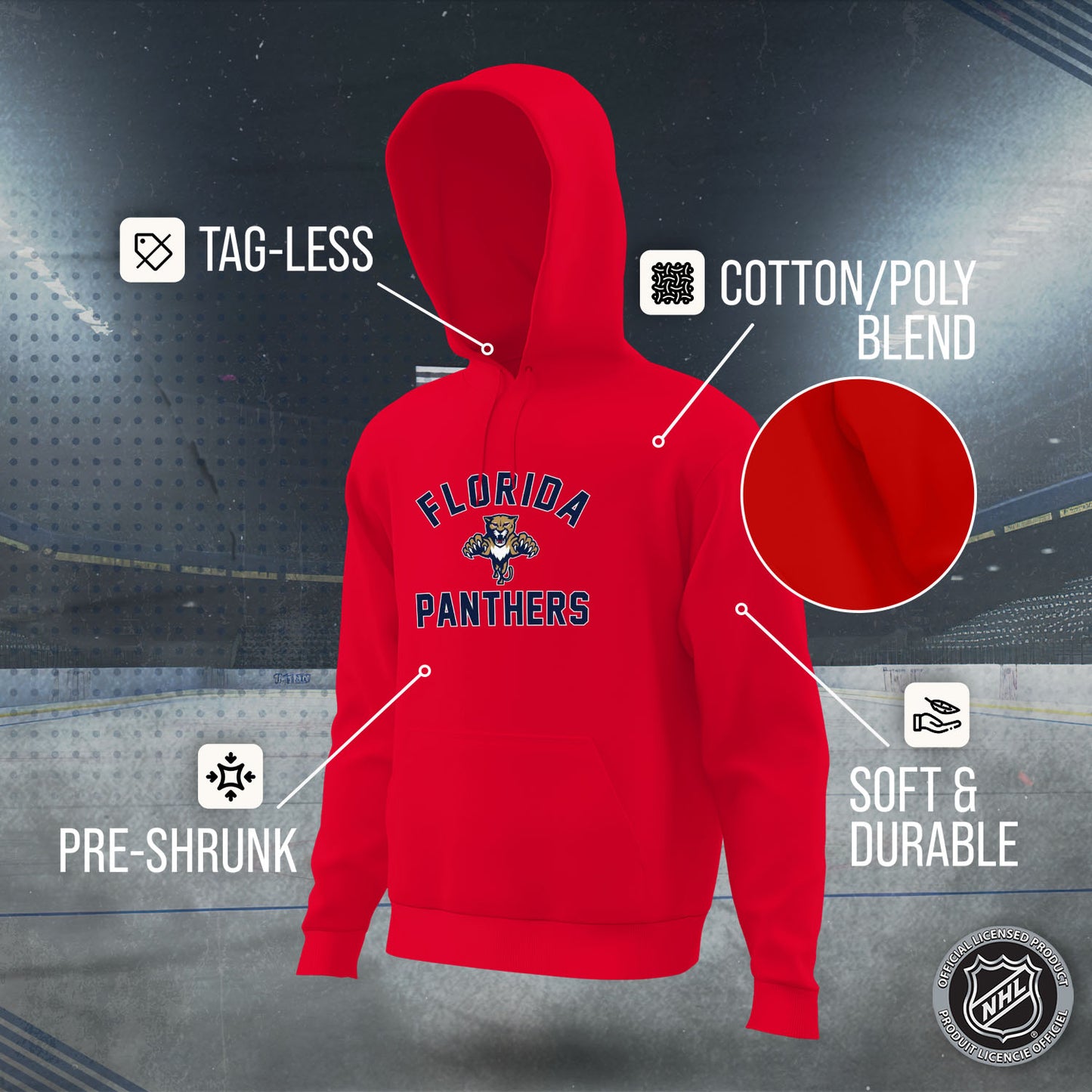 Florida Panthers Adult NHL Gameday Hooded Sweatshirt - Red
